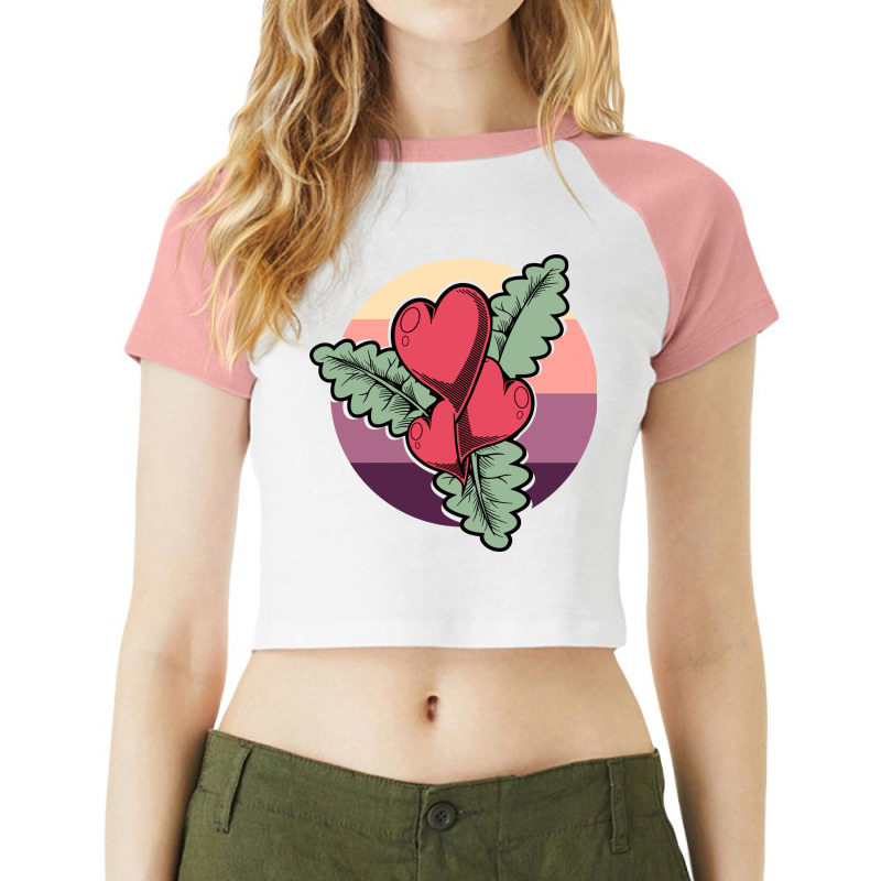 Hearts Flower Vintage Raglan Crop Top | Artistshot