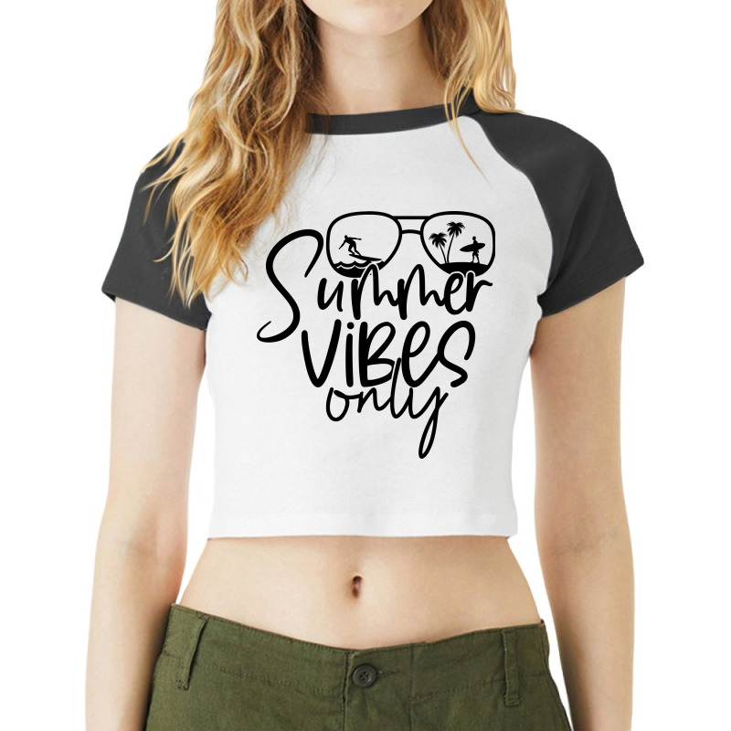 Summer Vibes Only Raglan Crop Top by Purpleblobart | Artistshot