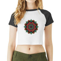 3d Mandala Floral Rangoli Diwali Raglan Crop Top | Artistshot