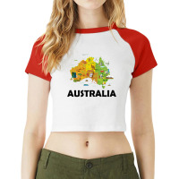 Australia T Shirt Australian Elements Fun Map Ocenia Tee Raglan Crop Top | Artistshot