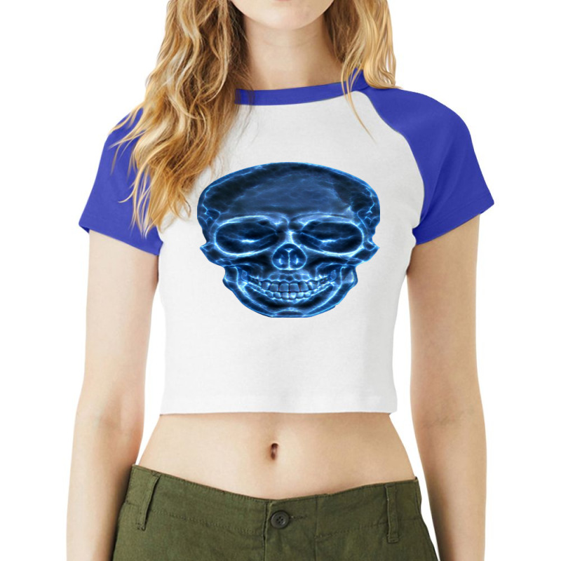 Electric Blue Skull Raglan Crop Top by sukhendu12 | Artistshot