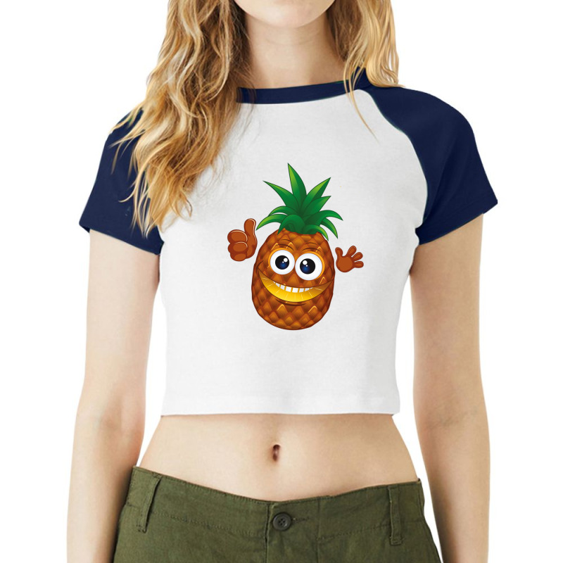 Cute Pineapple Cartoon Raglan Crop Top by ŞEN | Artistshot