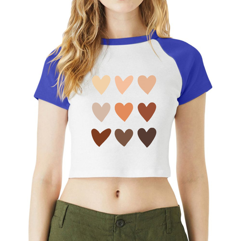 Skin Tone Hearts, Raglan Crop Top | Artistshot