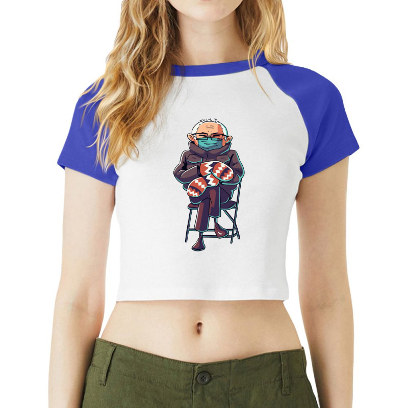 Bernie Sanders Inauguration Mittens Meme Raglan Crop Top | Artistshot