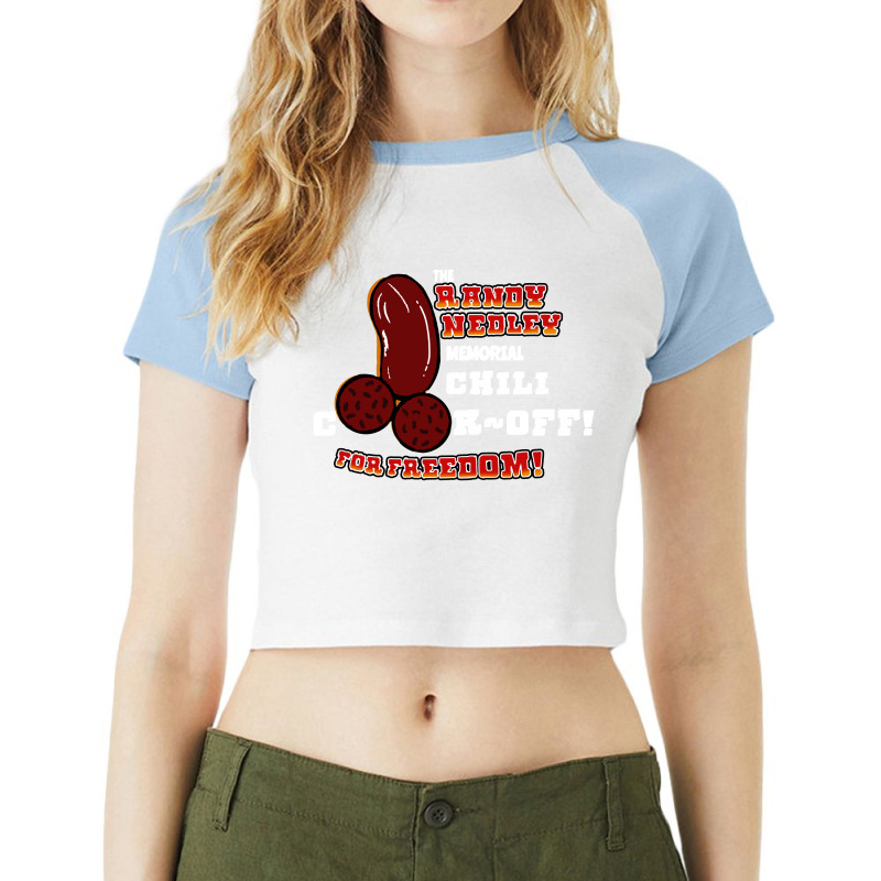 The Randy Nedley Chili Cook Off Raglan Crop Top by Kamprett Apparel | Artistshot