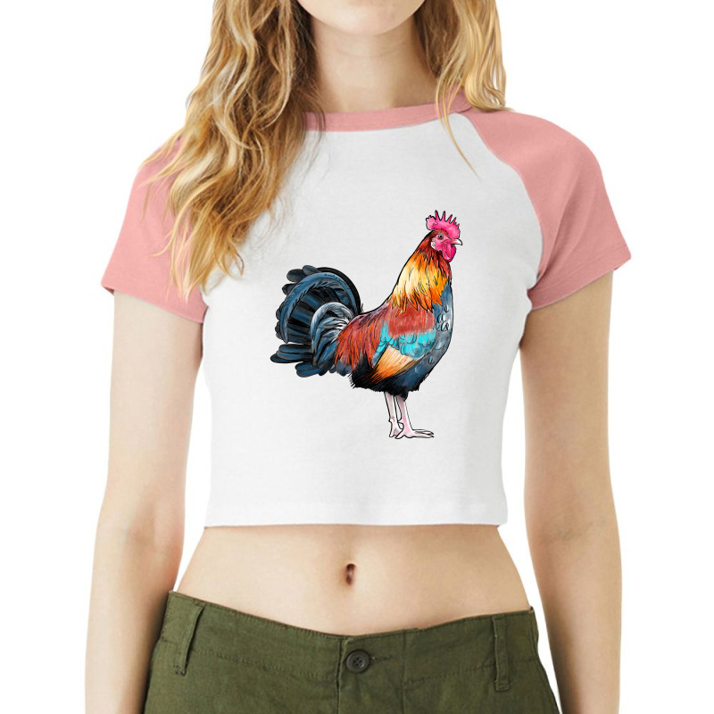 Watercolor Clipart Rooster Raglan Crop Top | Artistshot