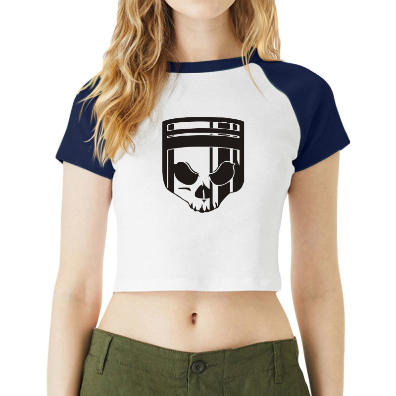 Skull Piston Raglan Crop Top by garrys4b4 | Artistshot