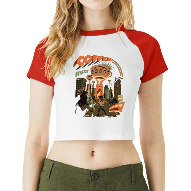 Coffee Invasion Raglan Crop Top by kratsn | Artistshot