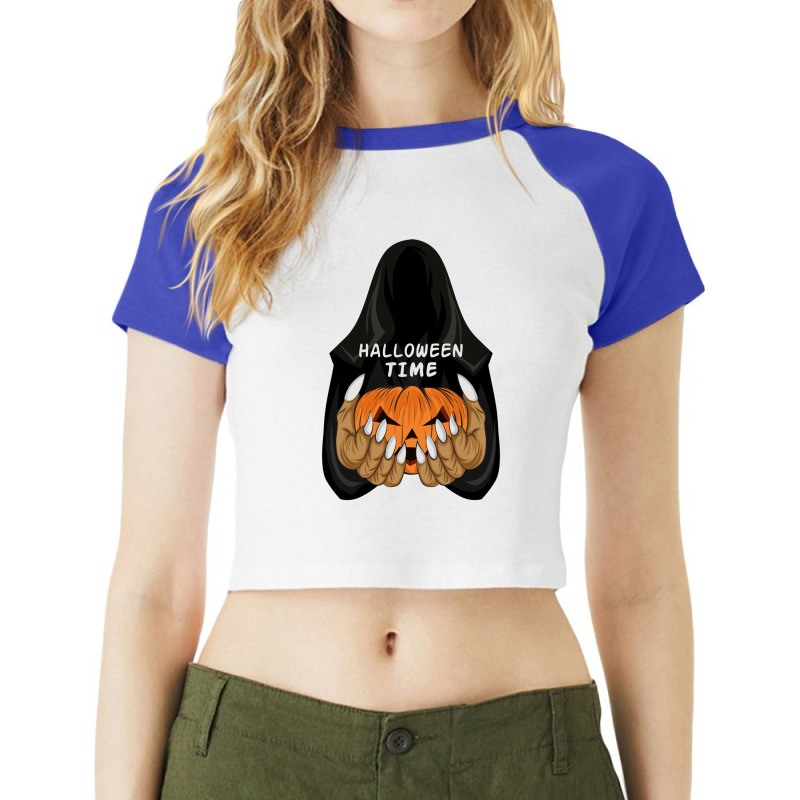 Halloween Time Raglan Crop Top by ŞEN | Artistshot