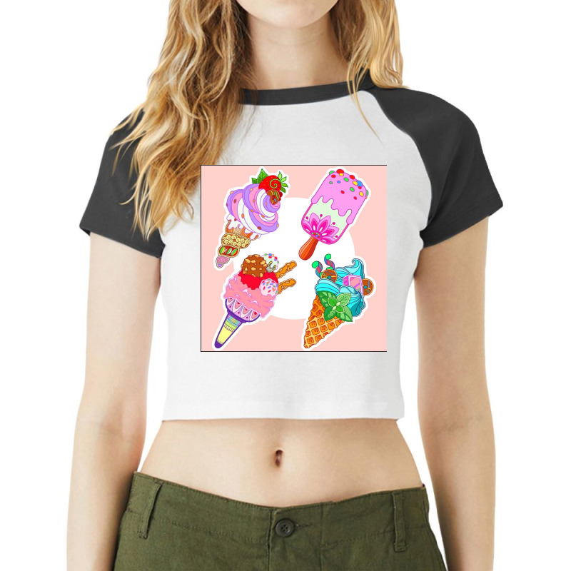 Ice Cream Day Raglan Crop Top by Artango | Artistshot