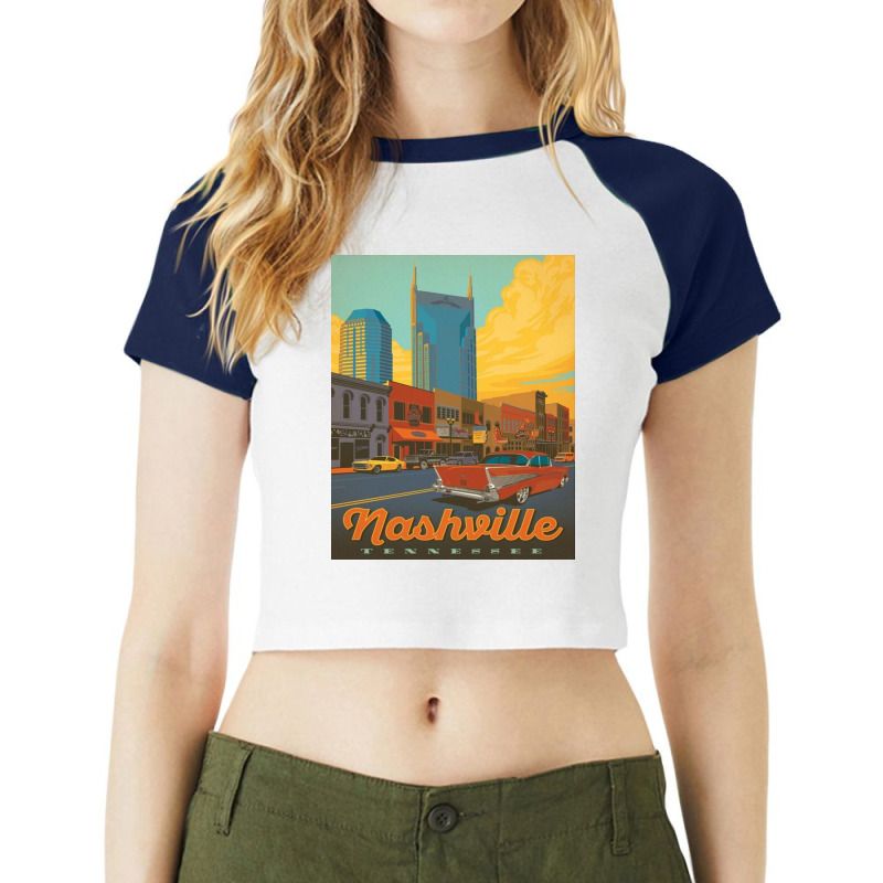 Nashville Tn Building Raglan Crop Top by JuanCrawford | Artistshot