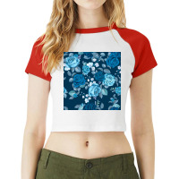 Classic Blue Flowers Seamless Pattern Raglan Crop Top | Artistshot