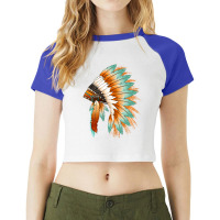 Western Headdress Native American Headdress Raglan Crop Top | Artistshot