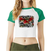 Camouflage Cowhide Christmas Background Raglan Crop Top | Artistshot