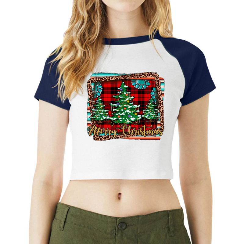 Merry Christmas Background Raglan Crop Top | Artistshot