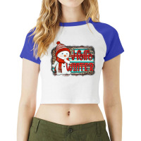 Hello Winter Baby Snowman Raglan Crop Top | Artistshot