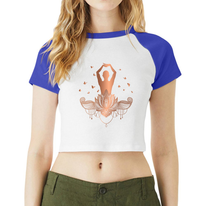 Gold Yoga Raglan Crop Top by Pompoyo | Artistshot