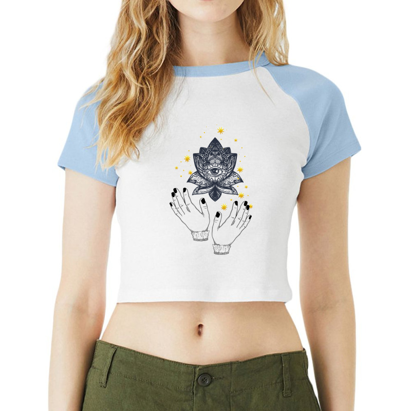 Lotus Flowers Raglan Crop Top by Pompoyo | Artistshot