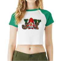 Joy Christmas Gnome Joy To The World Raglan Crop Top | Artistshot