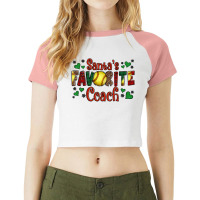 Santa's Favourite Coach Christmas Softball Game Raglan Crop Top | Artistshot