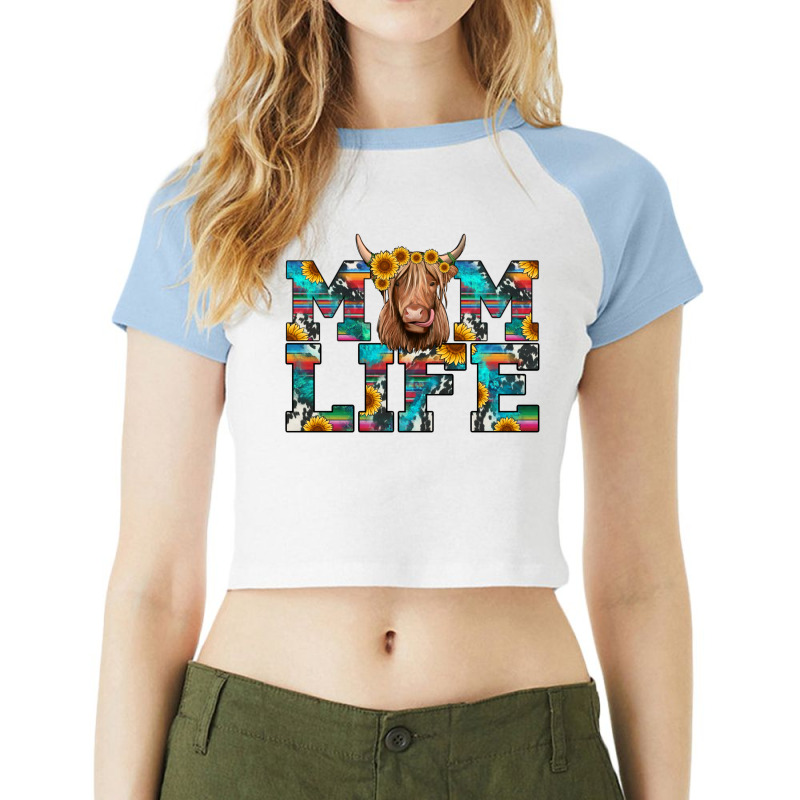 Mom Life Highland Cow Raglan Crop Top | Artistshot