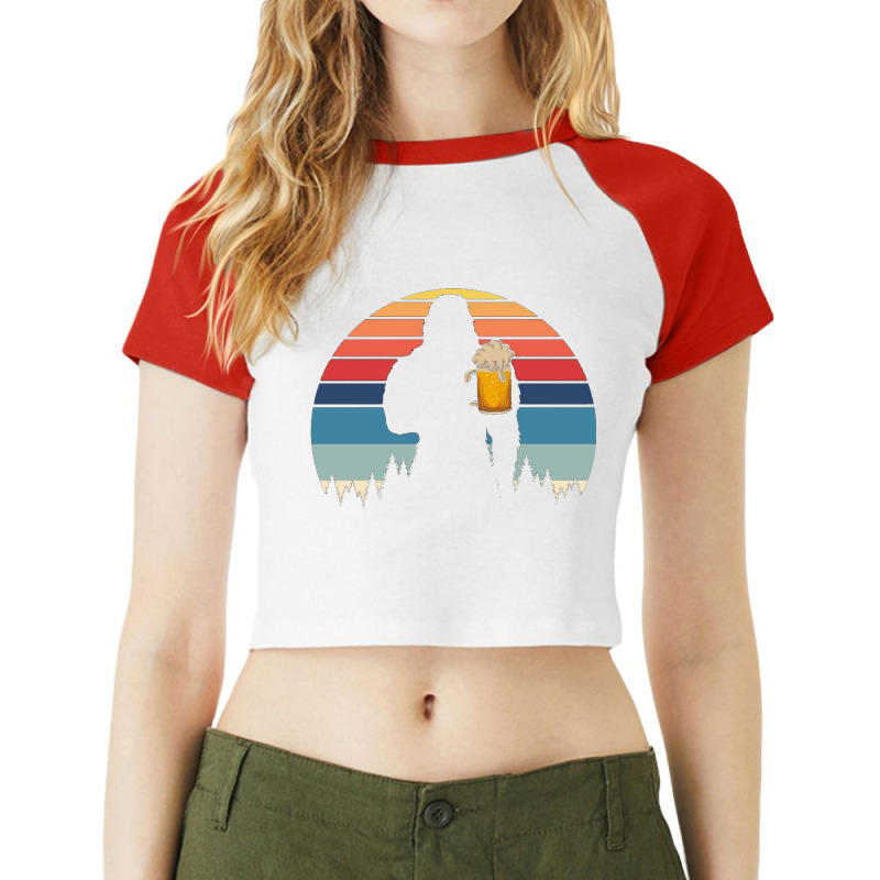 Beer Retro Raglan Crop Top by Valerie_Art | Artistshot