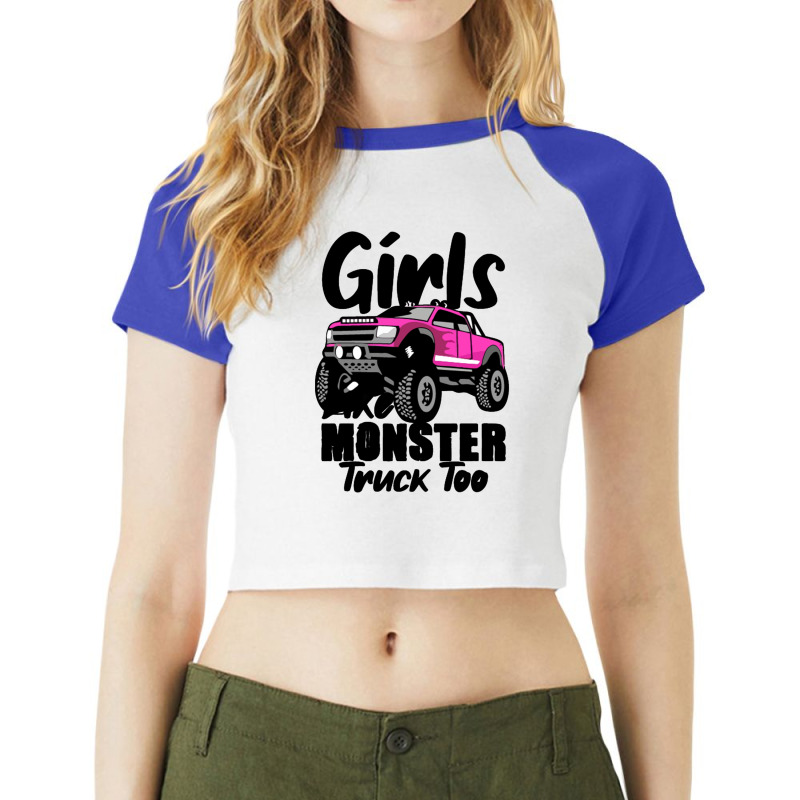 Girl Monster Trucks Raglan Crop Top by haydar | Artistshot