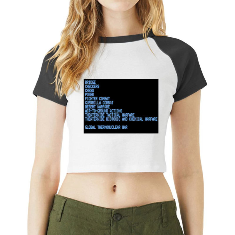 Wargames Selection Screen   Wargames Raglan Crop Top by kiamadalee | Artistshot