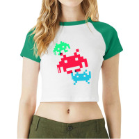 Space Invader 2.0, Space Invaders Raglan Crop Top | Artistshot