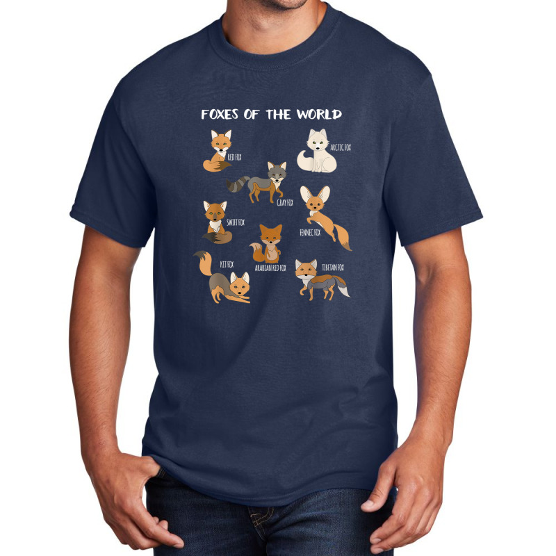 Foxes Of The World Funny Fox Animals Educational Basic T-shirt by Rainbow90 | Artistshot