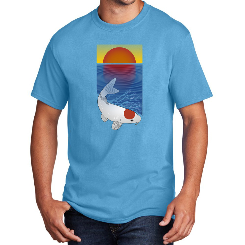 Sunset Meditation Yoga Koi Fish Lover Art Basic T-shirt by tasmilacaravi | Artistshot