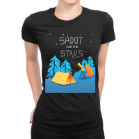 Stargazing Bear Funny Camping Telescope Astronomy Ladies Fitted T-shirt | Artistshot