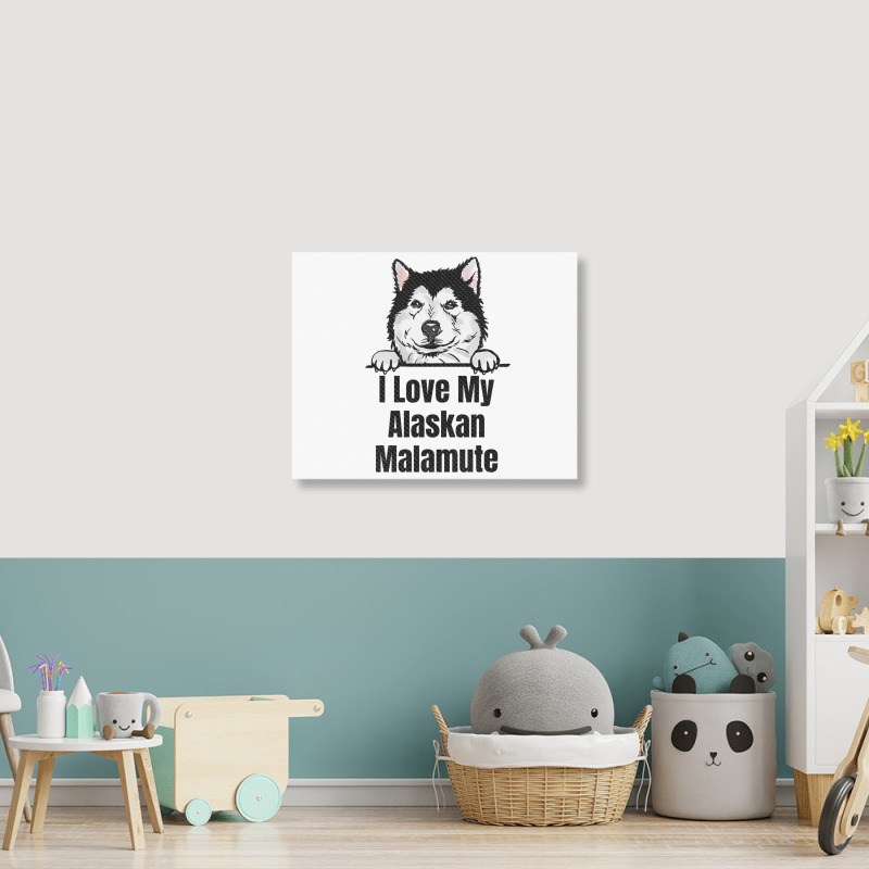 I Love My Alaskan Malamute Dog Breed Fun Dog Lover Landscape Canvas Print | Artistshot