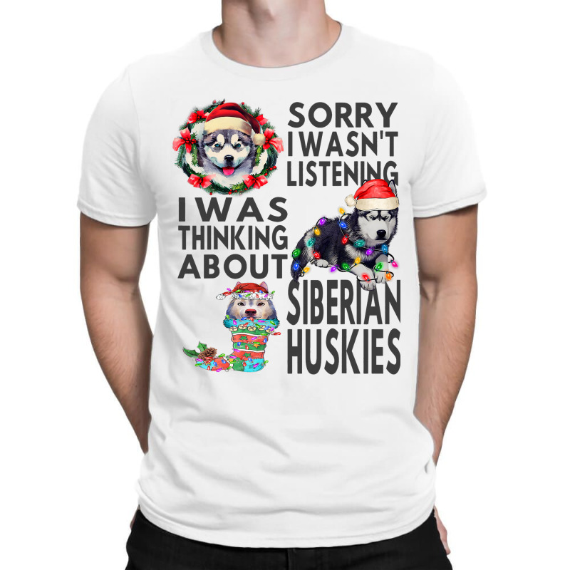 Funny Christmas Siberian Husky Santa Hat Dark Pupp T-shirt | Artistshot