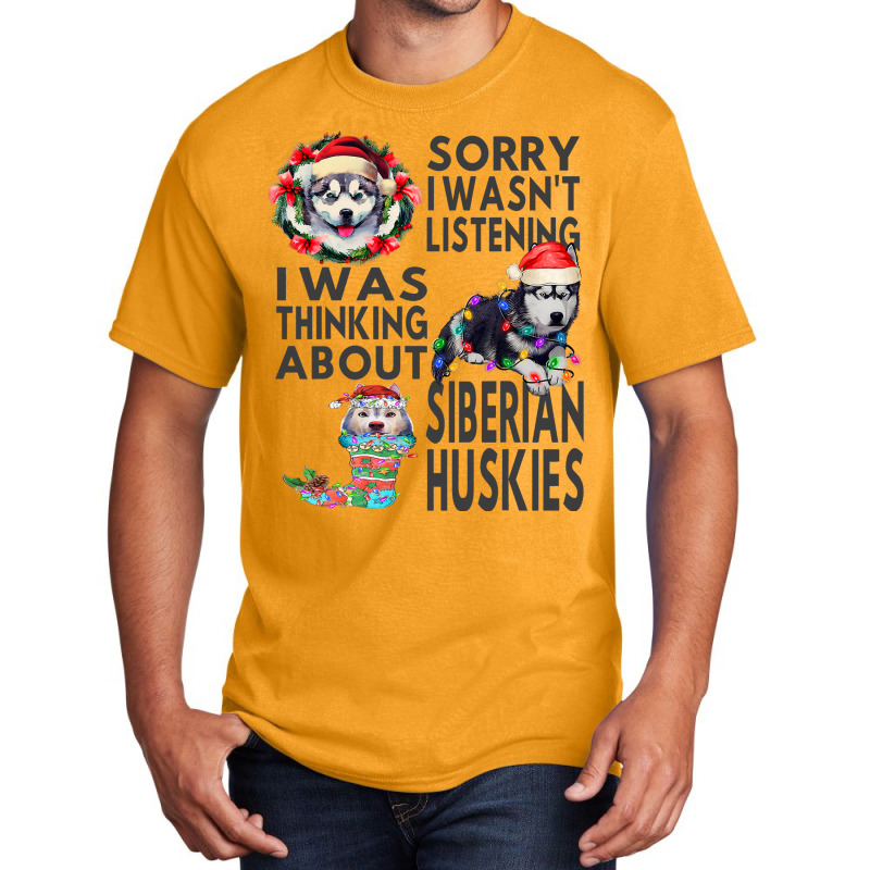 Funny Christmas Siberian Husky Santa Hat Dark Pupp Basic T-shirt | Artistshot