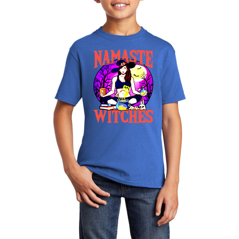 Namaste Witches Funny Pun Peacfeul Halloween Basic Youth T-shirt | Artistshot