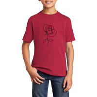 Rose Flower With Leaves Basic Youth T-shirt | Artistshot