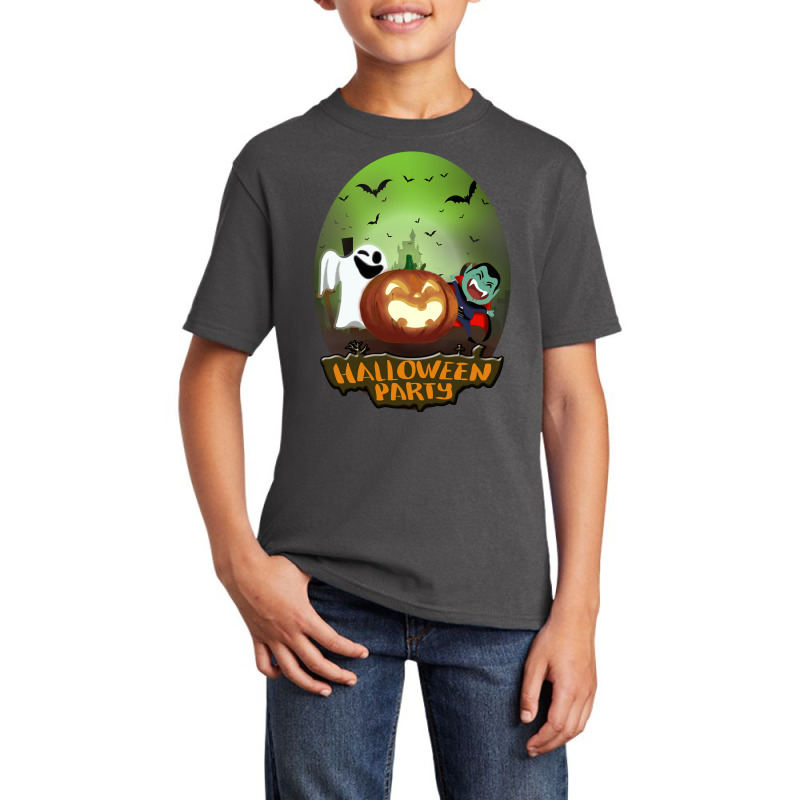 Halloween Party Funny Gang, Drakola, Jack O Lentern And Boo. Basic Youth T-shirt | Artistshot