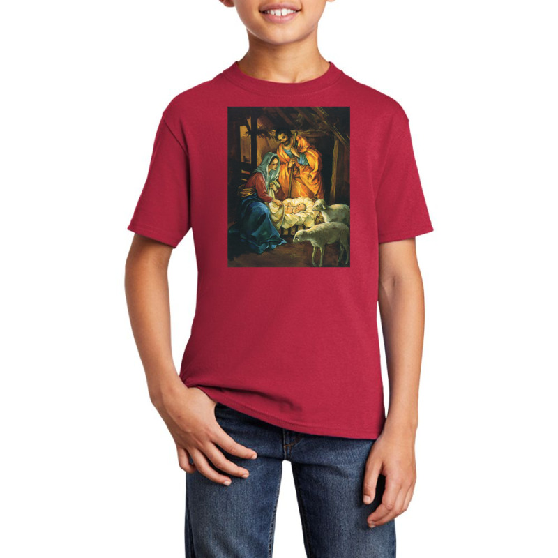 Vintage Christmas Nativity Basic Youth T-shirt by limolasmabelas | Artistshot