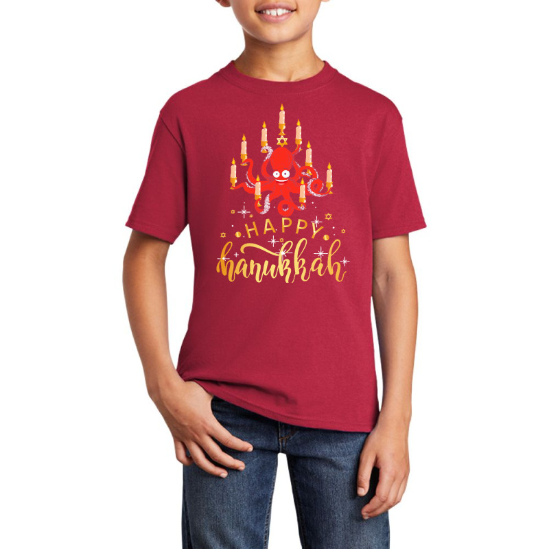 Happy Hanukkah Octopus Menorah Gift T  Shirt Happy Hanukkah Octopus Me Basic Youth T-shirt | Artistshot