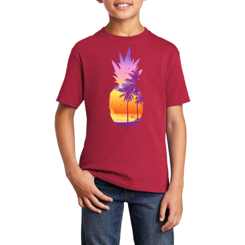 Beach Vibes T  Shirt Vintage Pineapple Sunset Surf Aloha Beach T  Shir Basic Youth T-shirt | Artistshot