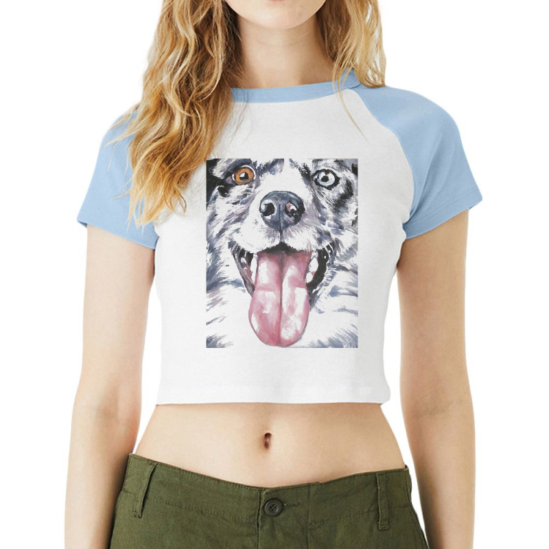 Australian Shepherd T  Shirt Australian Shepherd Fine Art Painting Raglan Crop Top by heaneyrickey | Artistshot