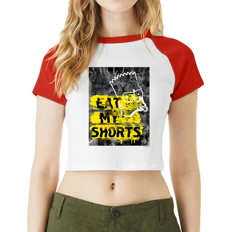 The Simpsons Bart Simpson Eat My Shorts Graffiti T Shirt Raglan Crop Top by MleczynskiShae | Artistshot