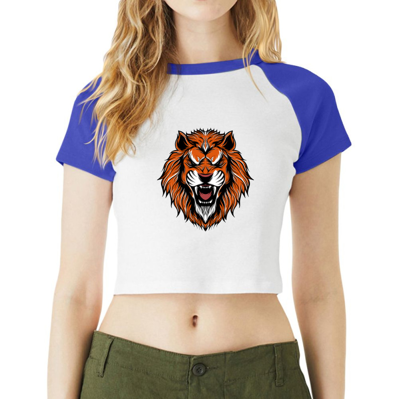 Lion Head Raglan Crop Top | Artistshot