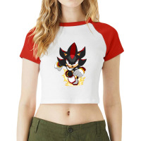 Black Super Hedgehog Running Forward Raglan Crop Top | Artistshot