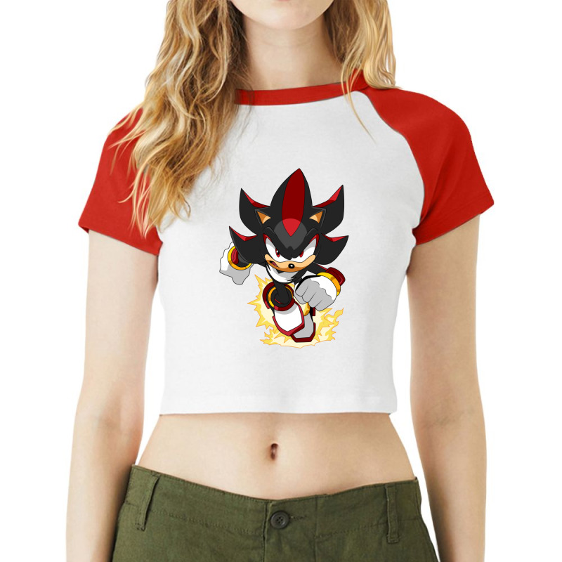 Black Super Hedgehog Running Forward Raglan Crop Top by Ciarahriamirez | Artistshot