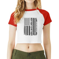 Her Fight American Flag Colorectal Bowel Colon Cancer Awareness Raglan Crop Top | Artistshot