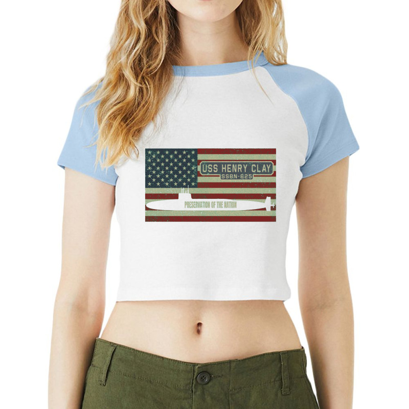 Uss Henry Clay Ssbn 625 Nuclear Ballistic Missile Submarine Vintage Raglan Crop Top by kudaponijengkulit | Artistshot