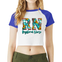 Registered Nurse Serape Turquoise Leopard Sunflowers Raglan Crop Top | Artistshot