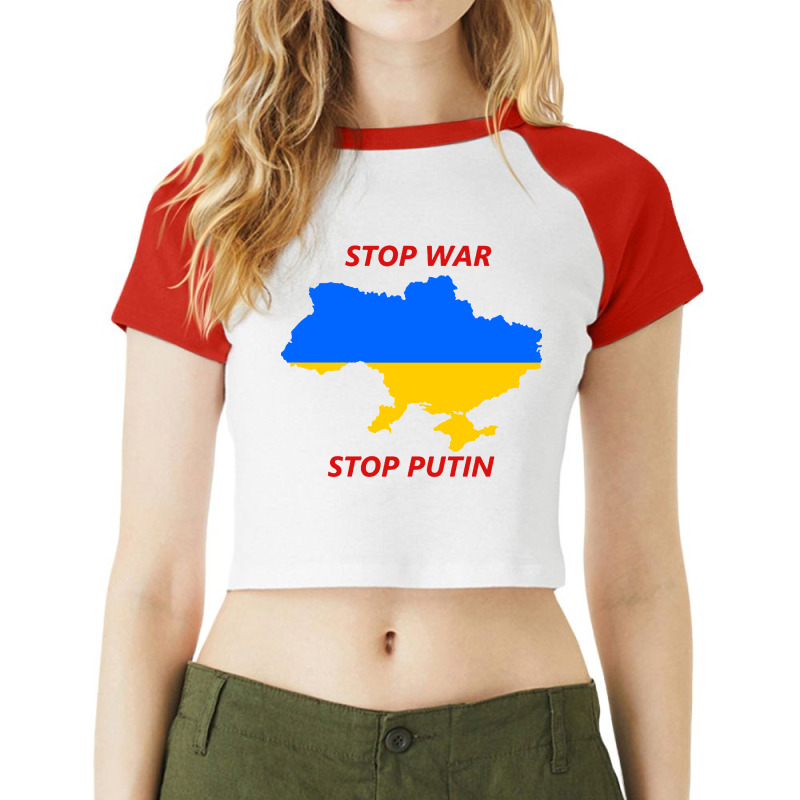 Stop War Stop Putin Raglan Crop Top | Artistshot